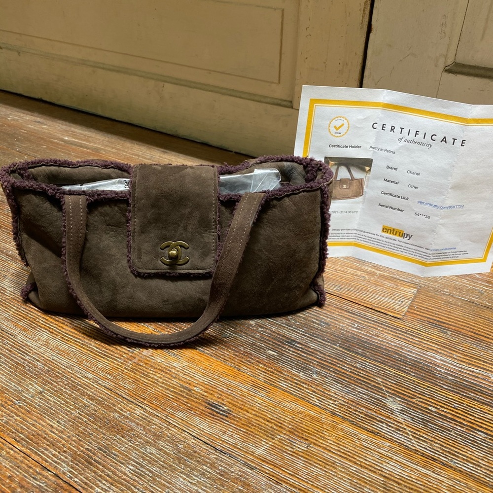 Chanel Brown Suede Shearling Bag